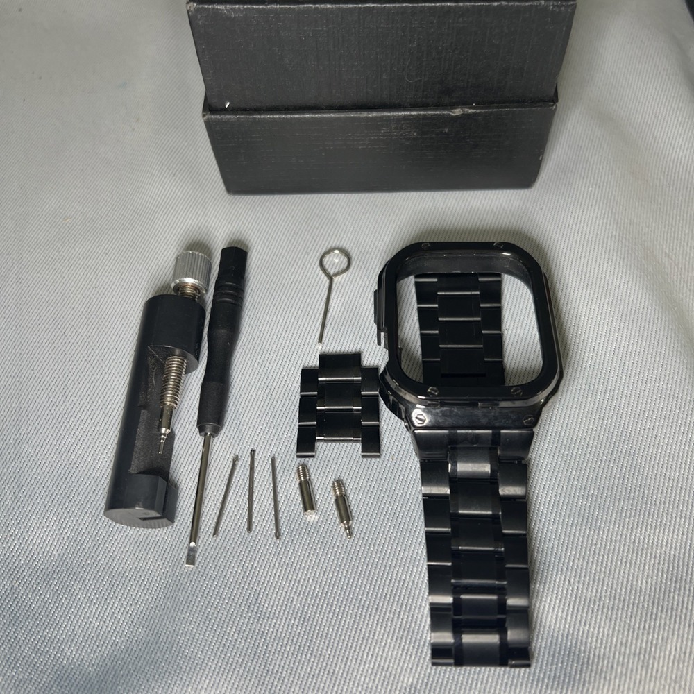 Stainless Steel Black Strap Cover Case For Apple Watch 42/44‎ MM